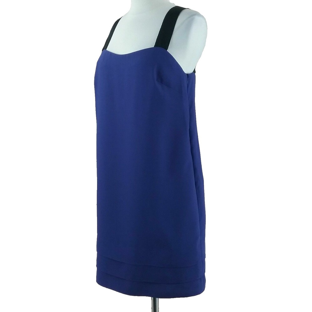 NWT Banana Republic Dress 6 Blue Jumper Pocket Shift Black Wide Strap $130